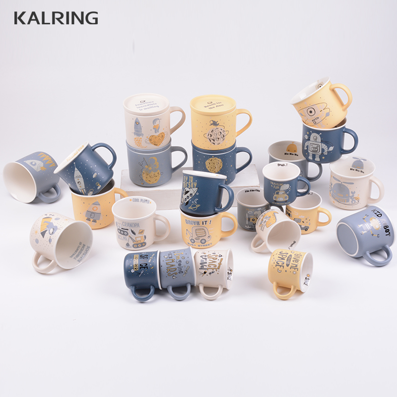 Ceramic mug color glaze mug with robot decal