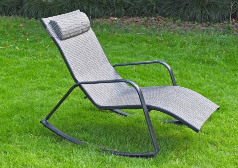 Madison patio metal sling rocker chair w/headrest