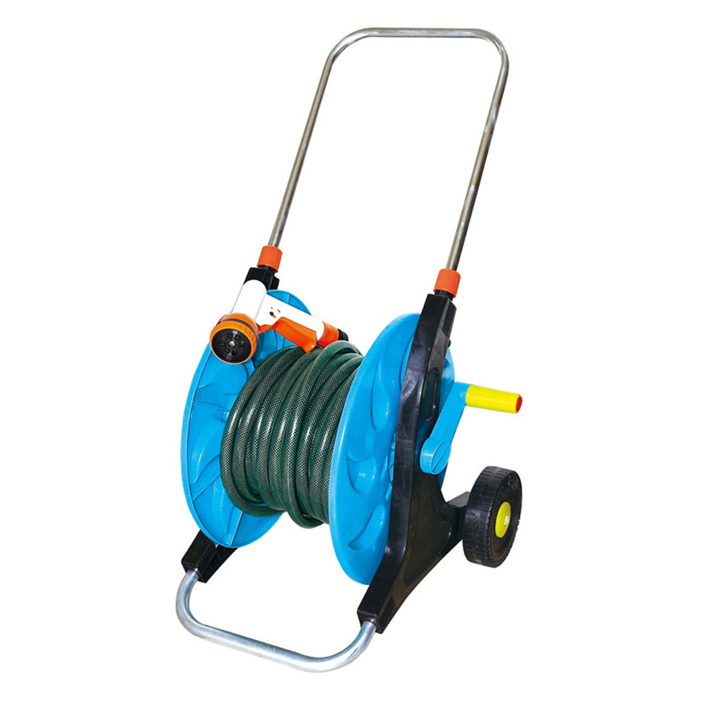 Seesa 15m two wheels or handhold home garden water wash tool hose reel cart with hose and hose nozzle