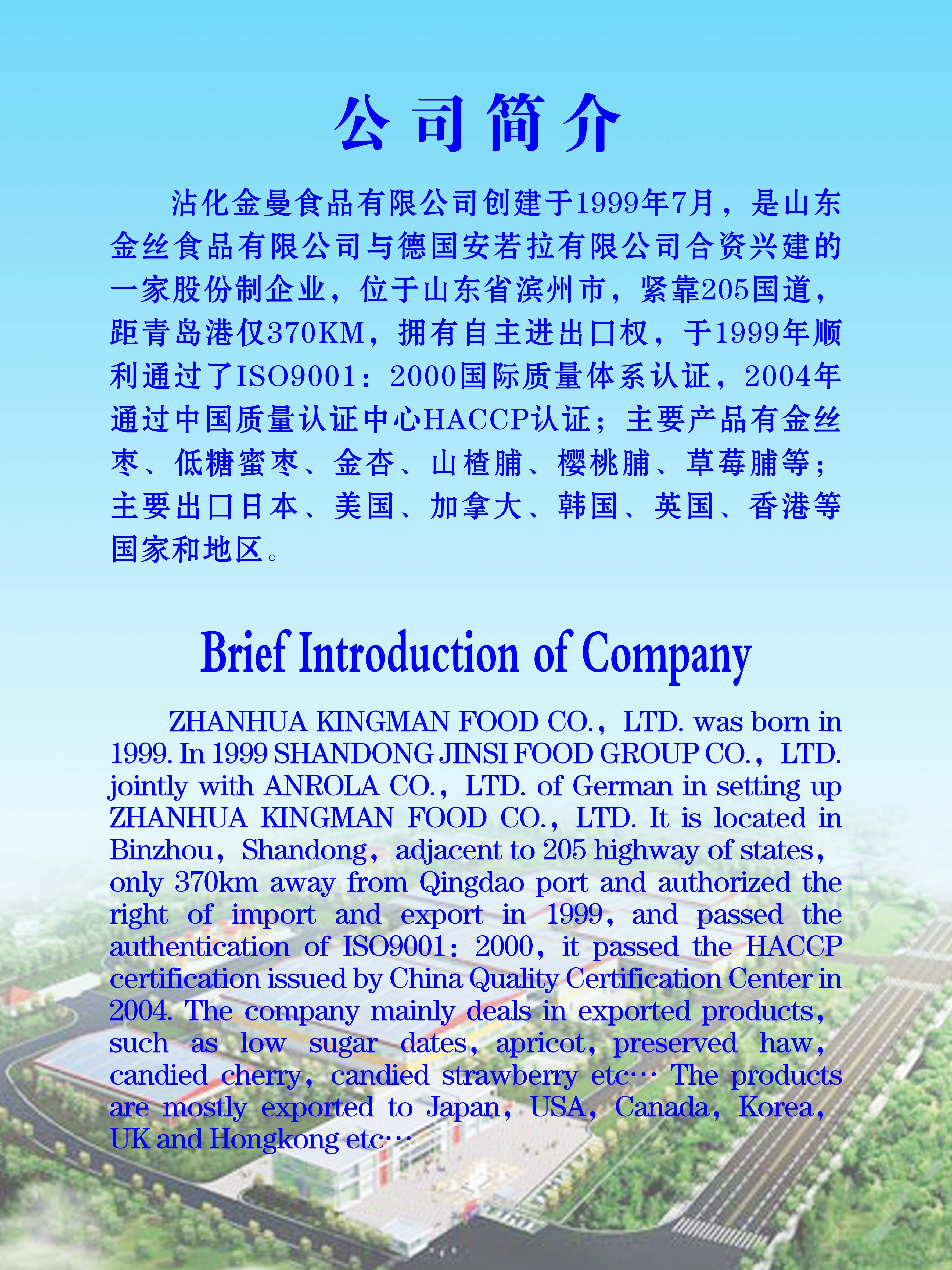 Binzhou Zhanhua Jinman Food Co., Ltd. – Preserved fruits 1