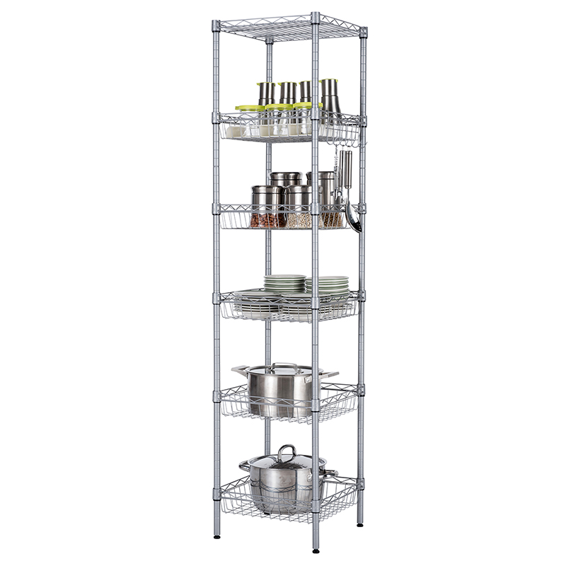 6-Tier Wire Shelving Unit with Adjustable Baskets Storage Rack