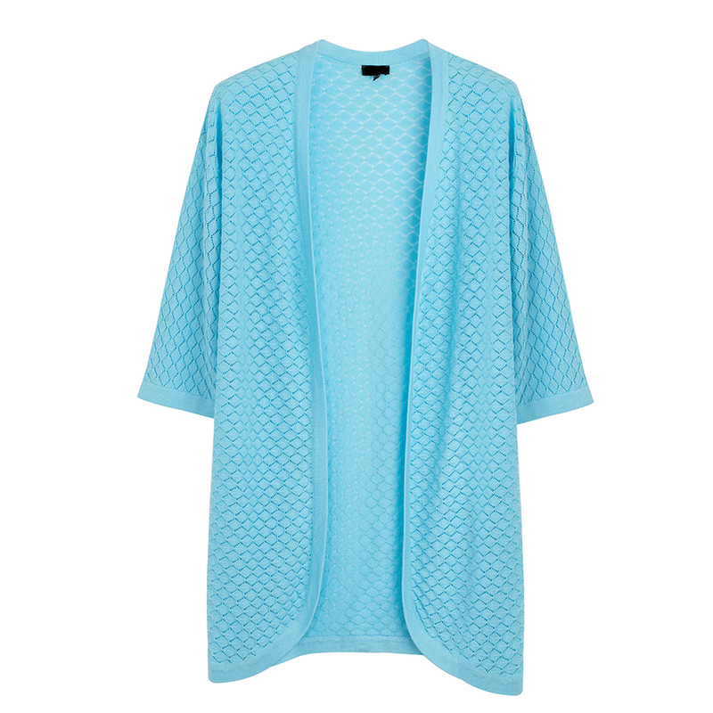 Ladies edge to edge 3/4 sleeve knitted lace cardigan