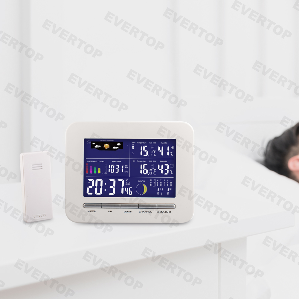 Large Screen Lcd Colorful Digital Weather Station Clock Et842h