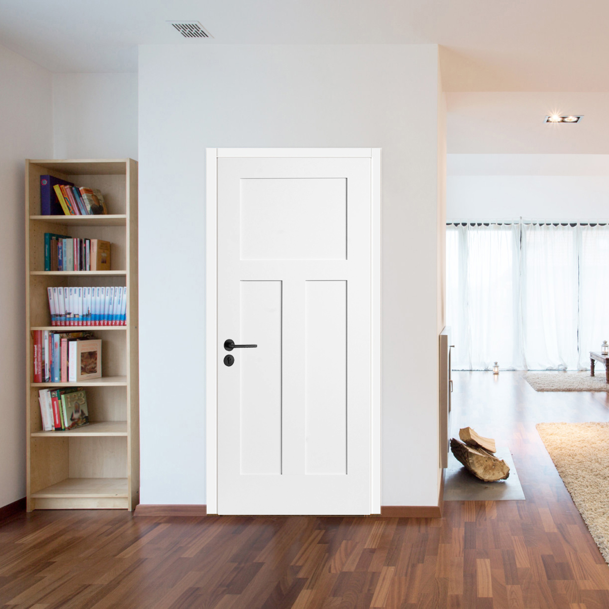3 Panel White Shaker Door