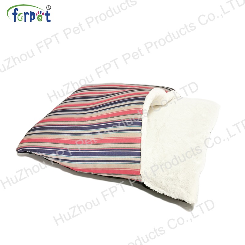 Faux linen stripe pet bedding