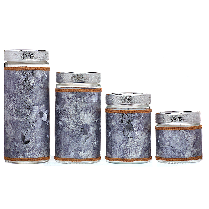 Glass food storage jar Clear Glass Jar with cloth wrap