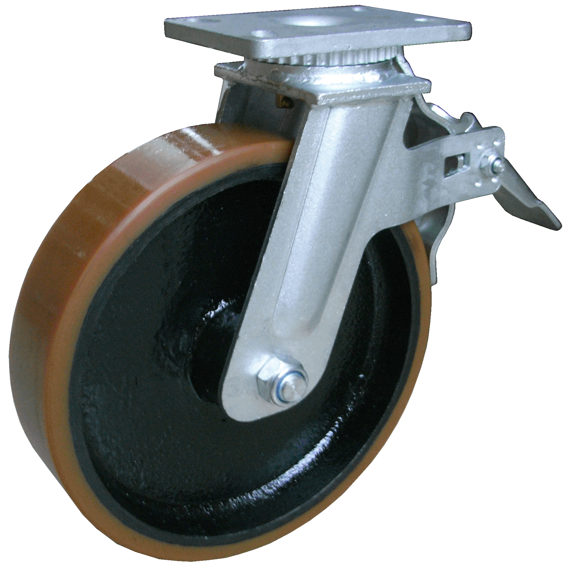 Kingpin less scaffold casters with polyurethane on cast iron wheel