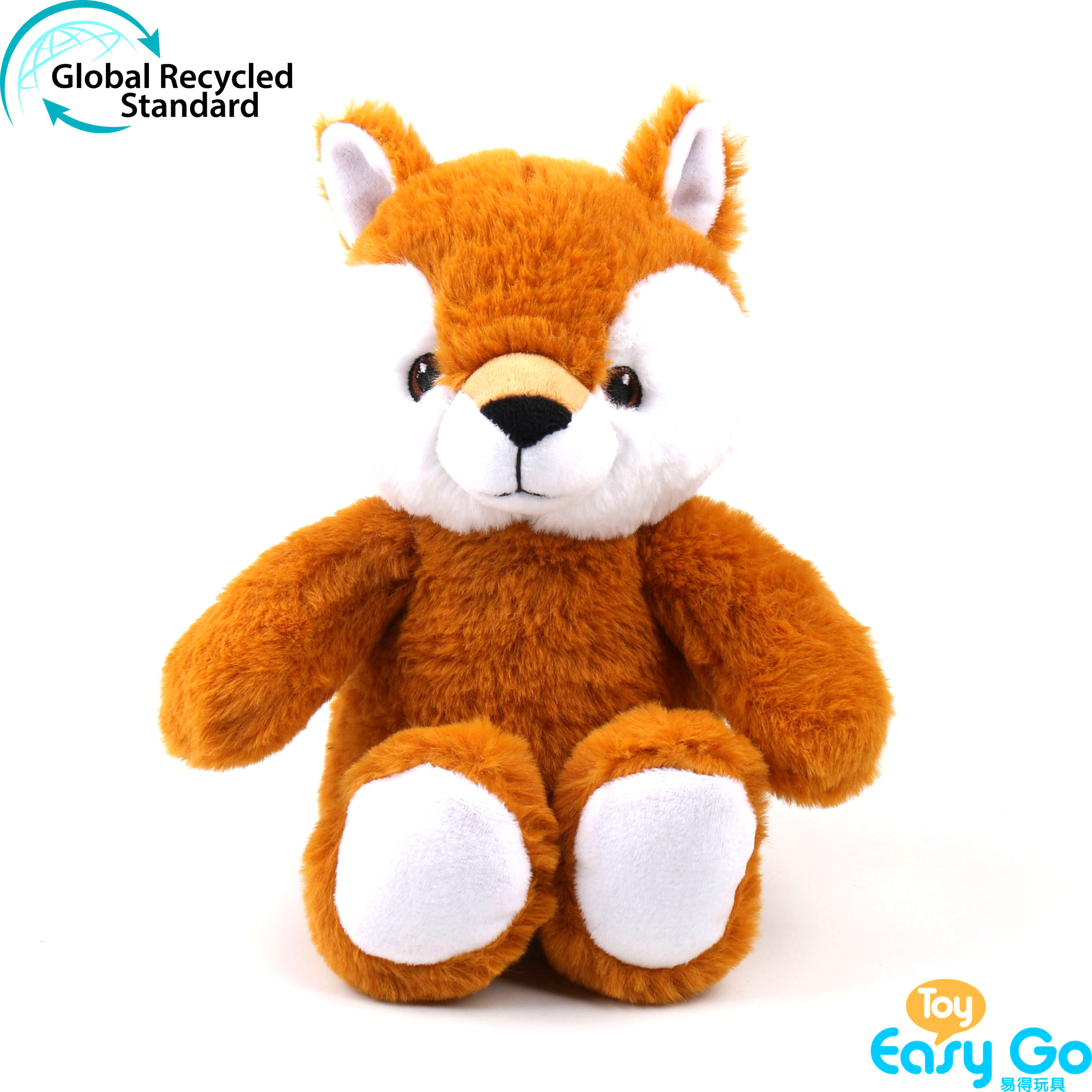 ECO-friendly 100% recycled sustainable plush soft stuffed wild animal vertical sitting position fox toy