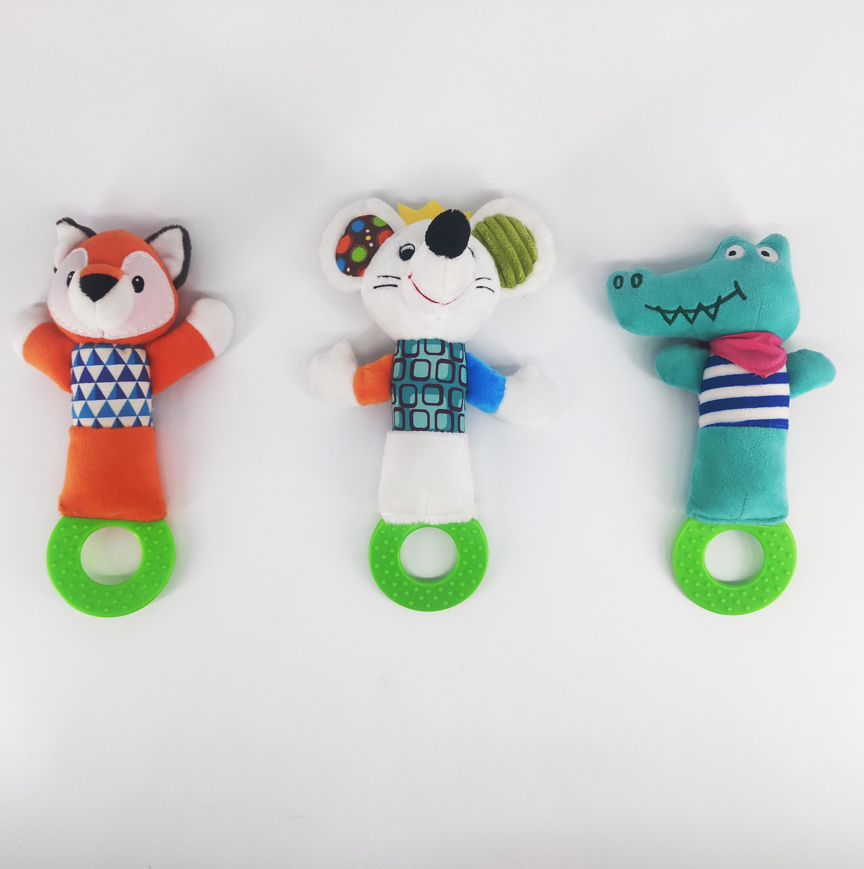 Squeaker rattle with teether