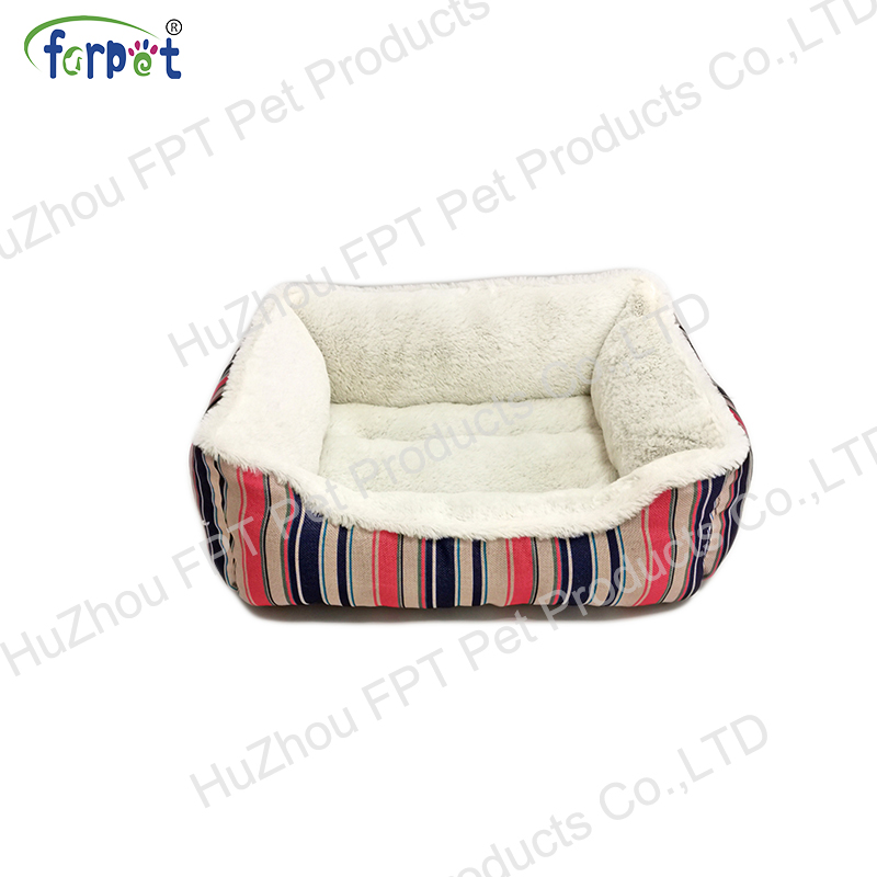 faux linen stripe pet bedding