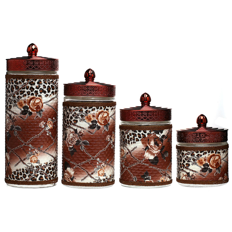 Glass food storage jar Clear Glass Jar with cloth wrap