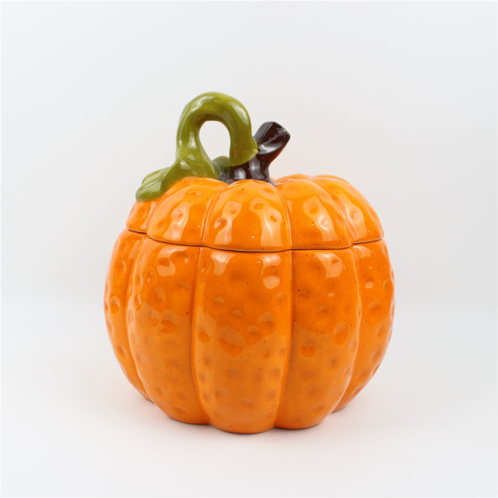Ceramic Pumpkin Cookie Jar, Hand-painted Ceramic Autumn Festival Cookie Jar