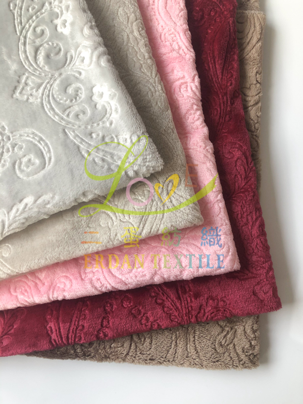 Custom super soft 100% polyester solid 3D embossed flannel fabric