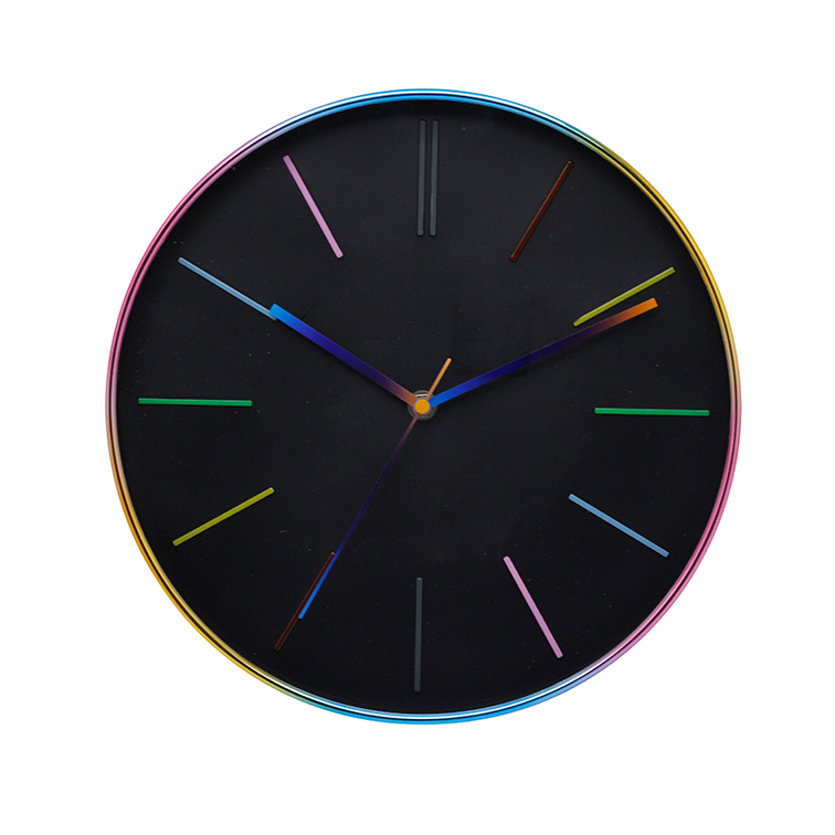 2019 new design Rainbow colors plastic wall clock with embossed number