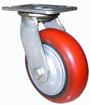 Korean style round tread polyurethane casters with cast iron core