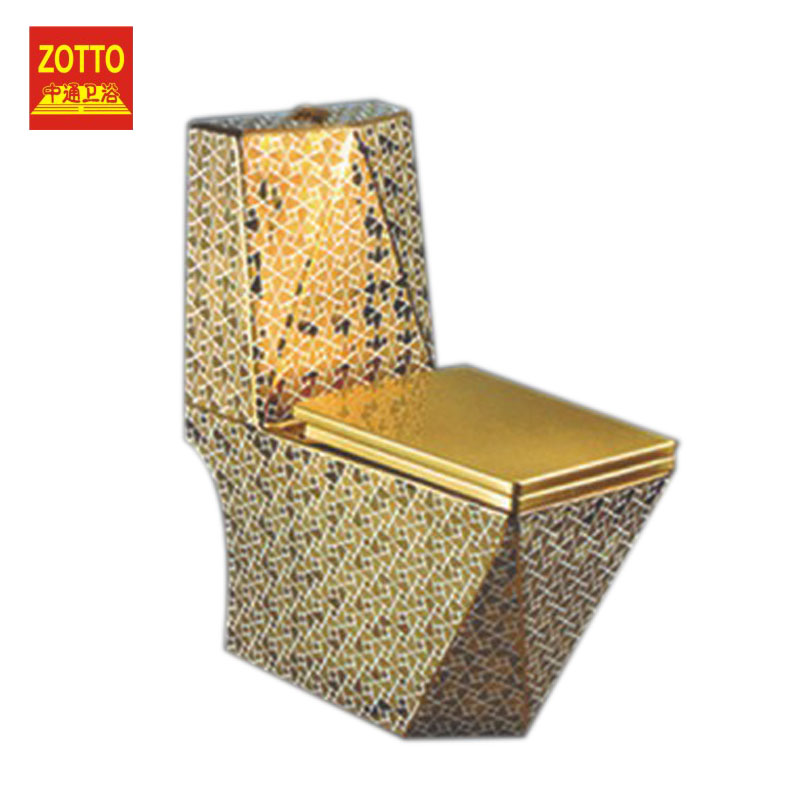 Gold Washdown one piece toilet 4 inch big hole sanitary ware wc