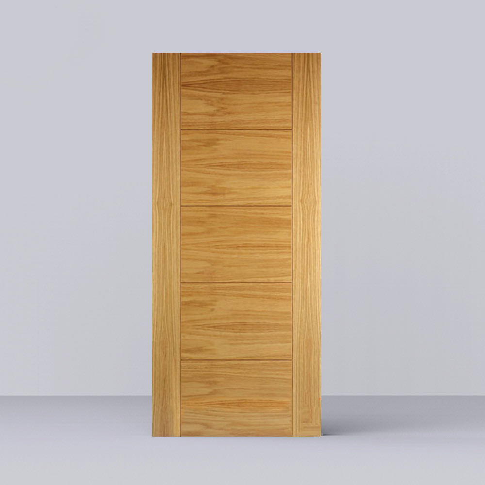 Veneer Door with Natural Oak wood veneer and clear lacquer finishing for Apartment, hotel and Villa