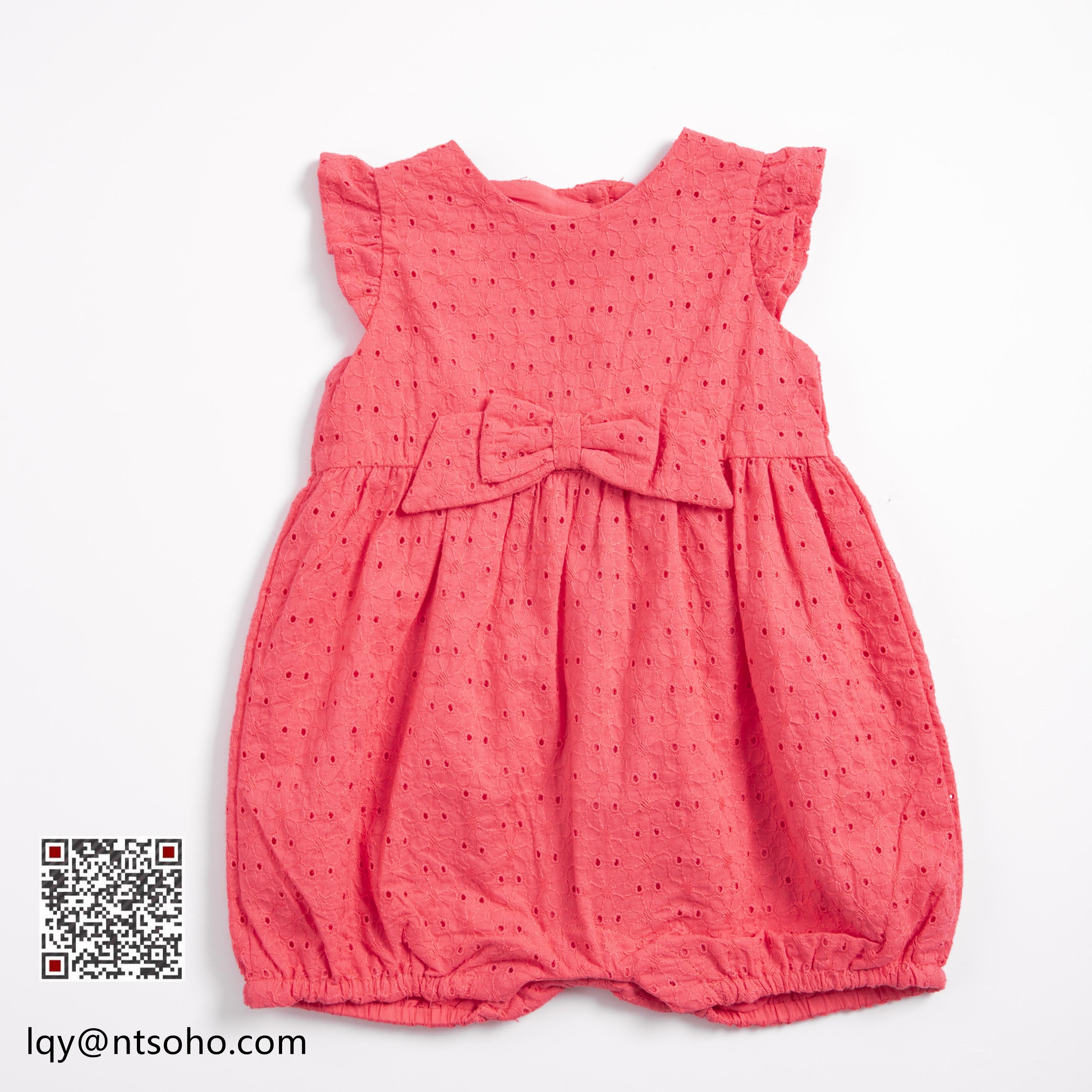 100%C woven girl infant EMB romper summer