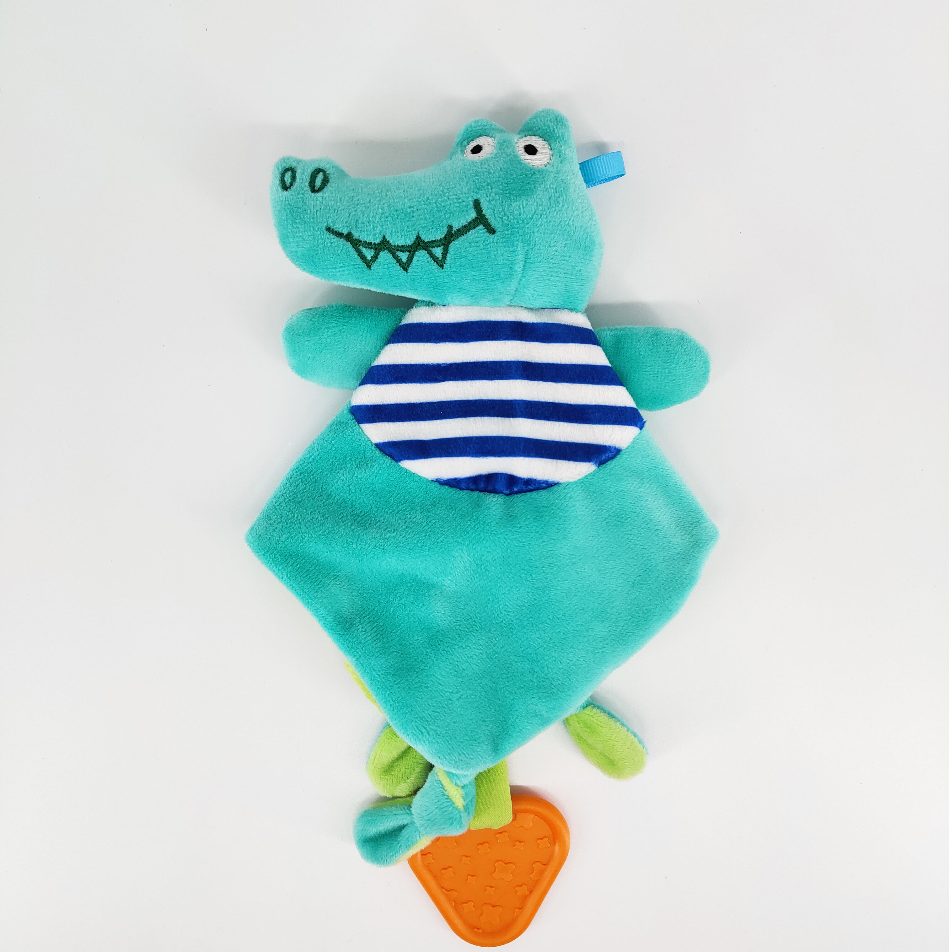 Baby blanket with teether, rattle