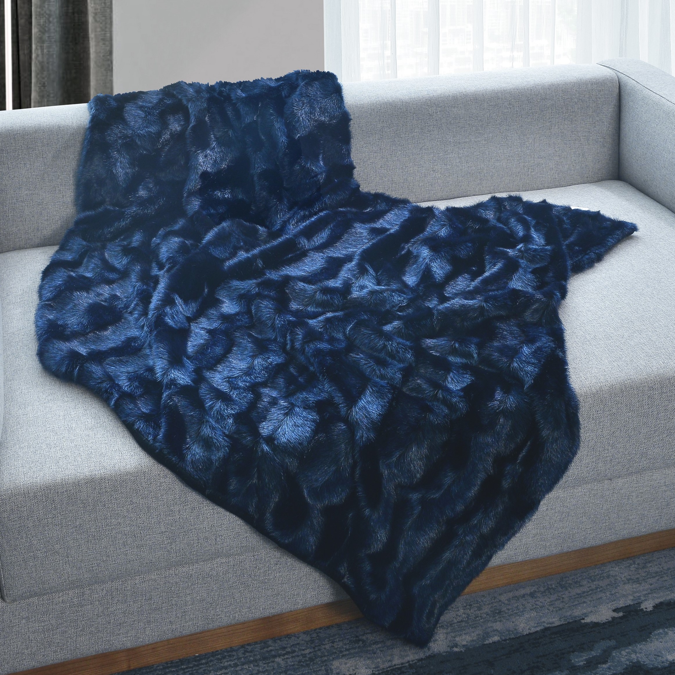 Decosy Melange Coloured Brushed Faux Mink Fur Throw Blanket