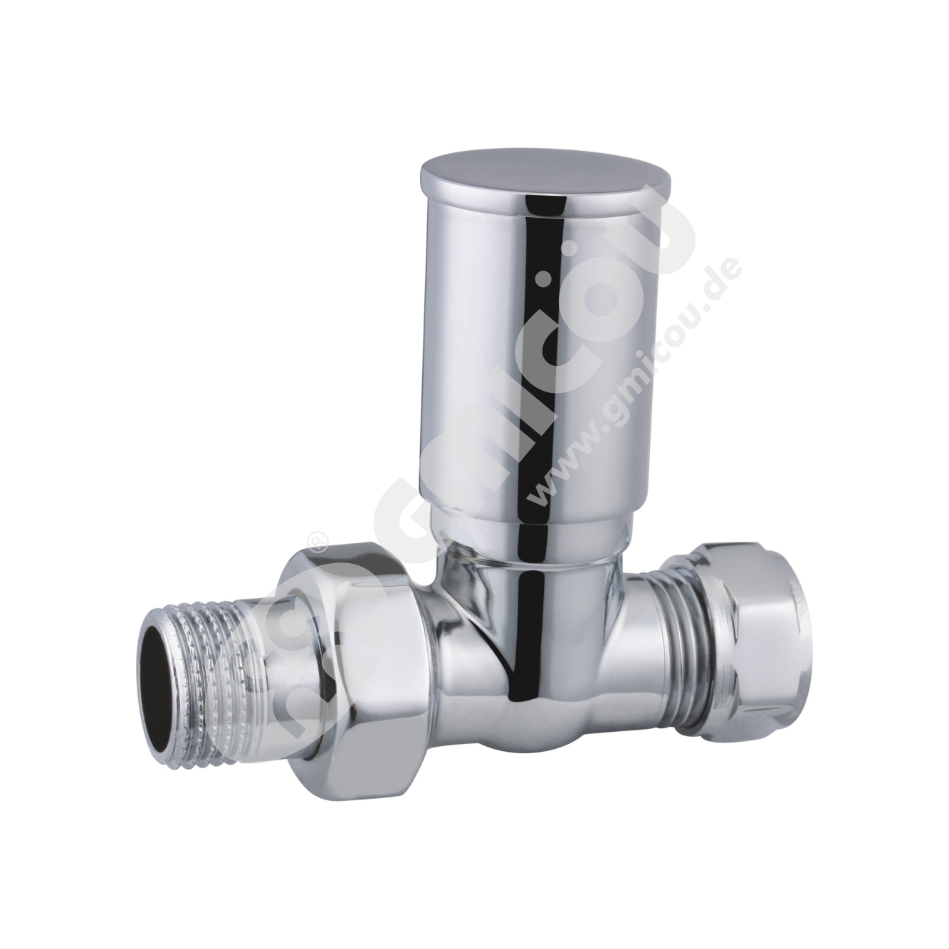 Polished straight thermostatic valve with female thread