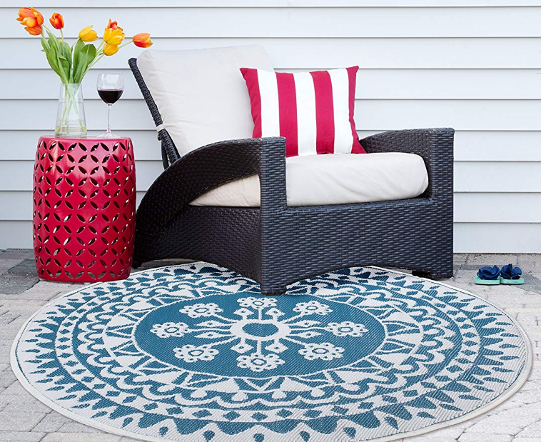 Recycled Plastic Round Carpet floor mat for indoor outdoor use