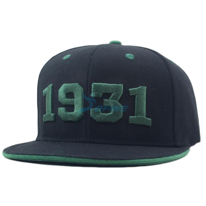 Snapback hat baseball cap with flat brim custom 3D embroidered logo