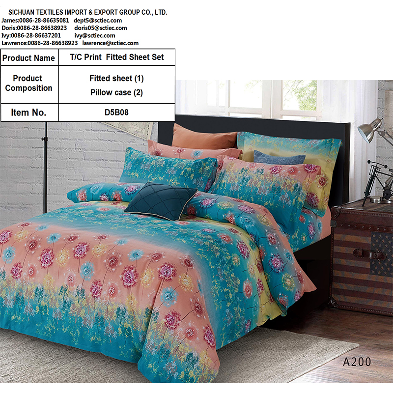 Poly/Cotton Print Fitted Sheet Set