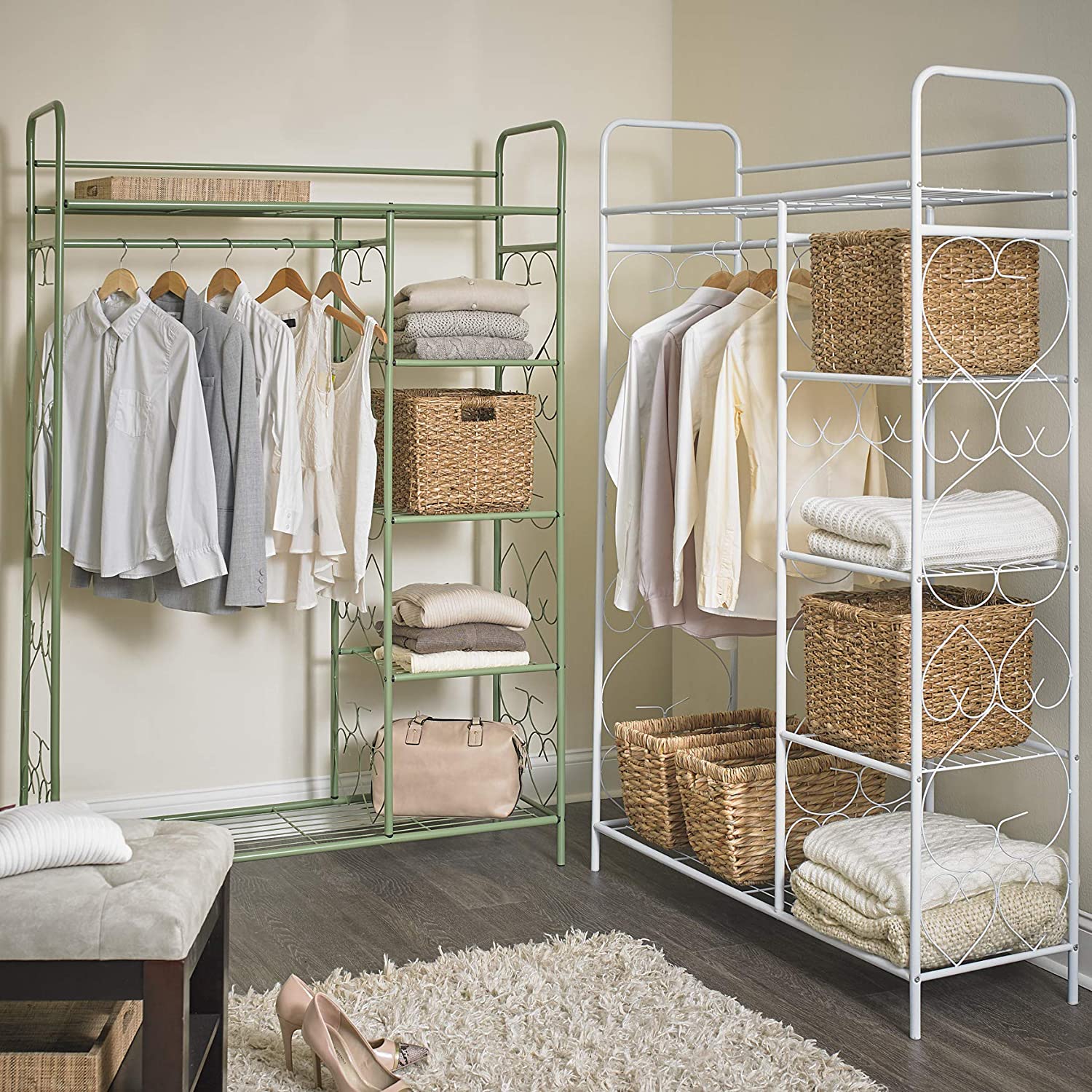 5-Tier Metal Closet with Hanging Rod