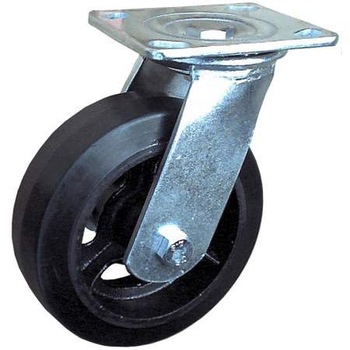 Mold-on rubber caster with cast iron center swivel caster