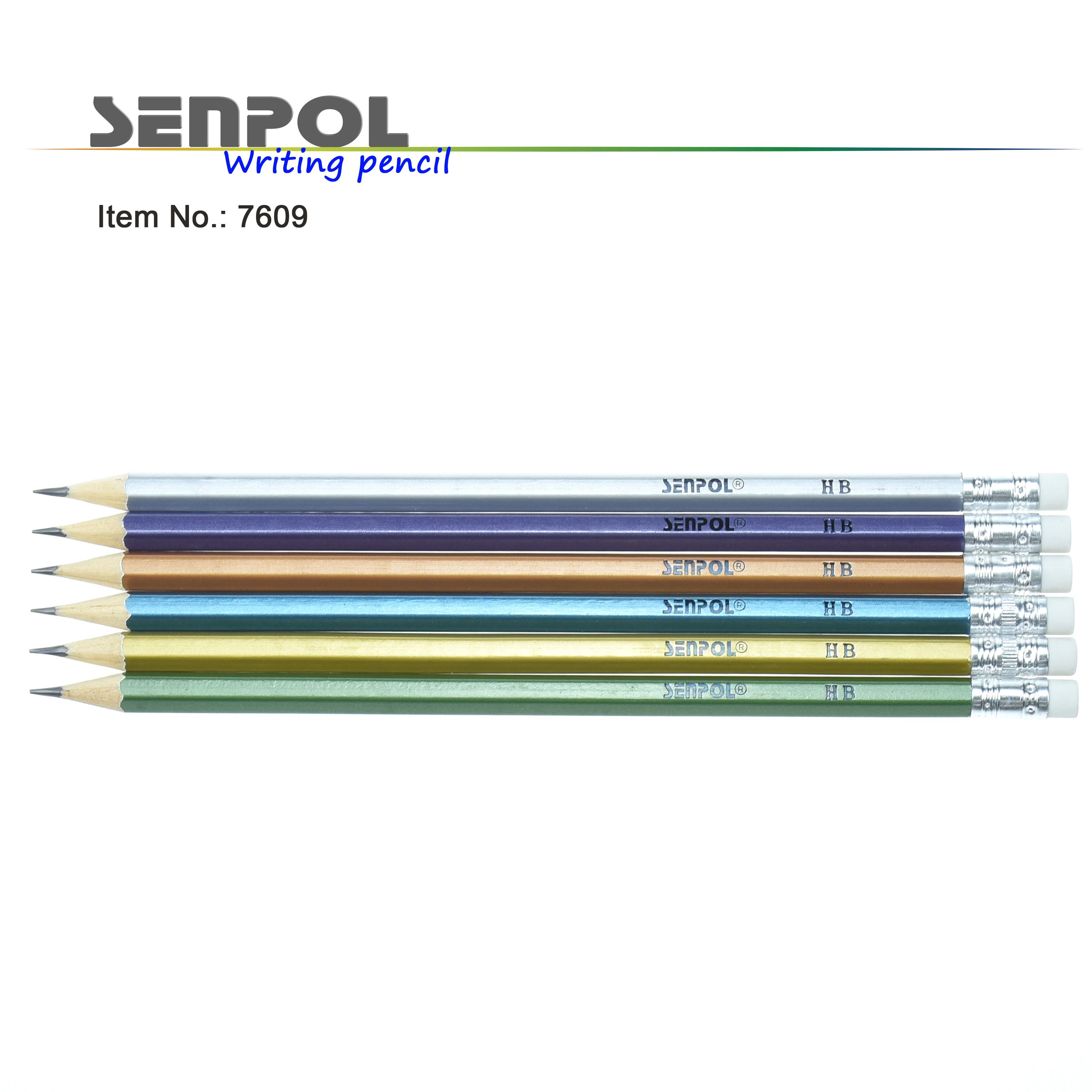 Metallic HB pencil with eraser