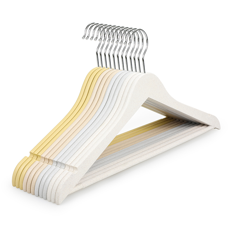 Wheat Straw Suit Hangers with Non Slip Pants Bar