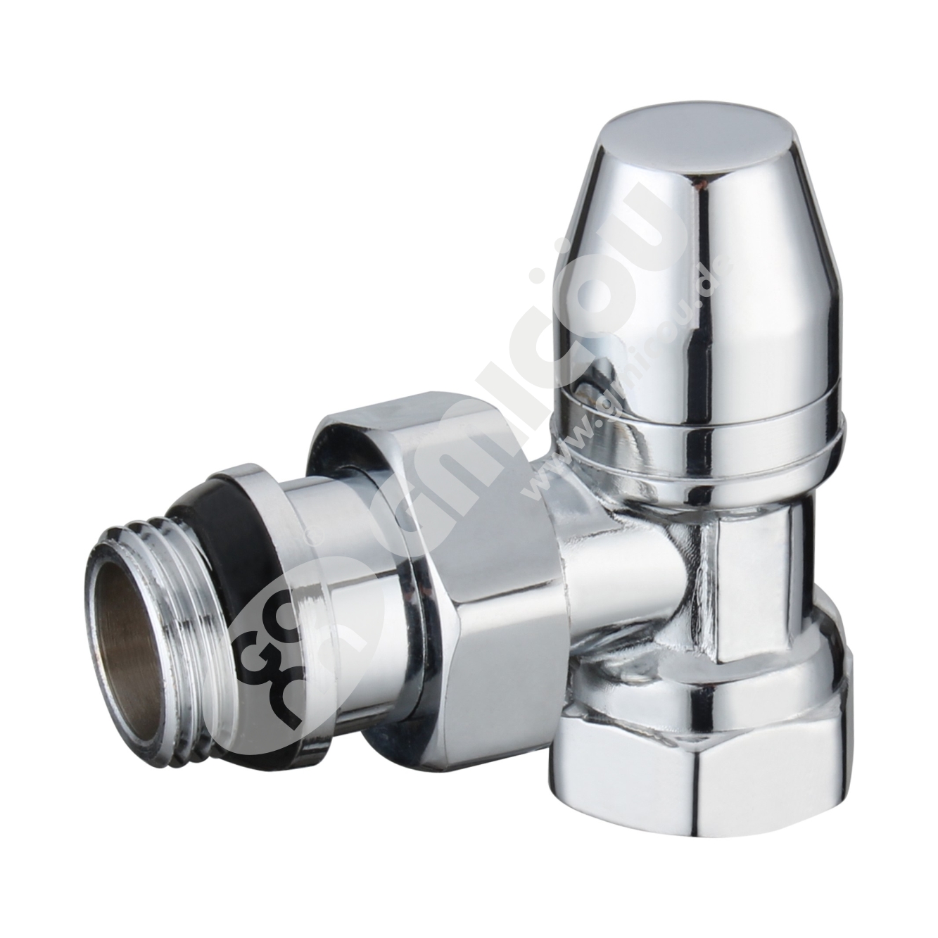 Polished angle thermostatic valve with female thread