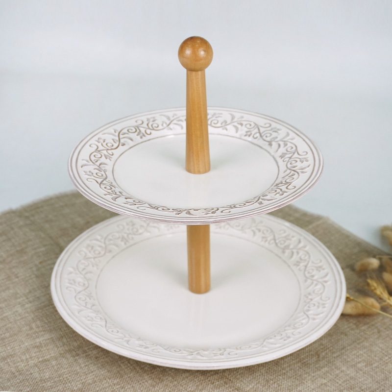 emboss 2 TIER CAKE PLATE