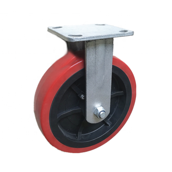 Industrial good quality anti- wear 8" warehousing/foodservice equipment PU on cast polyprlpylene fixed caster wheel