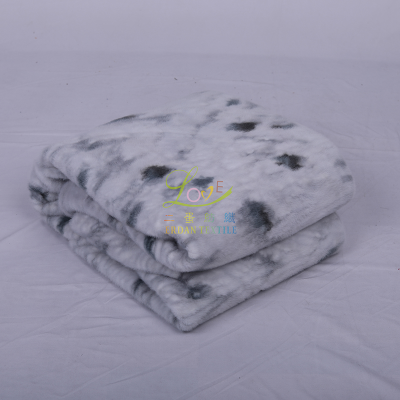 Front printed rabbit fur with back printed rabbit fur blanket