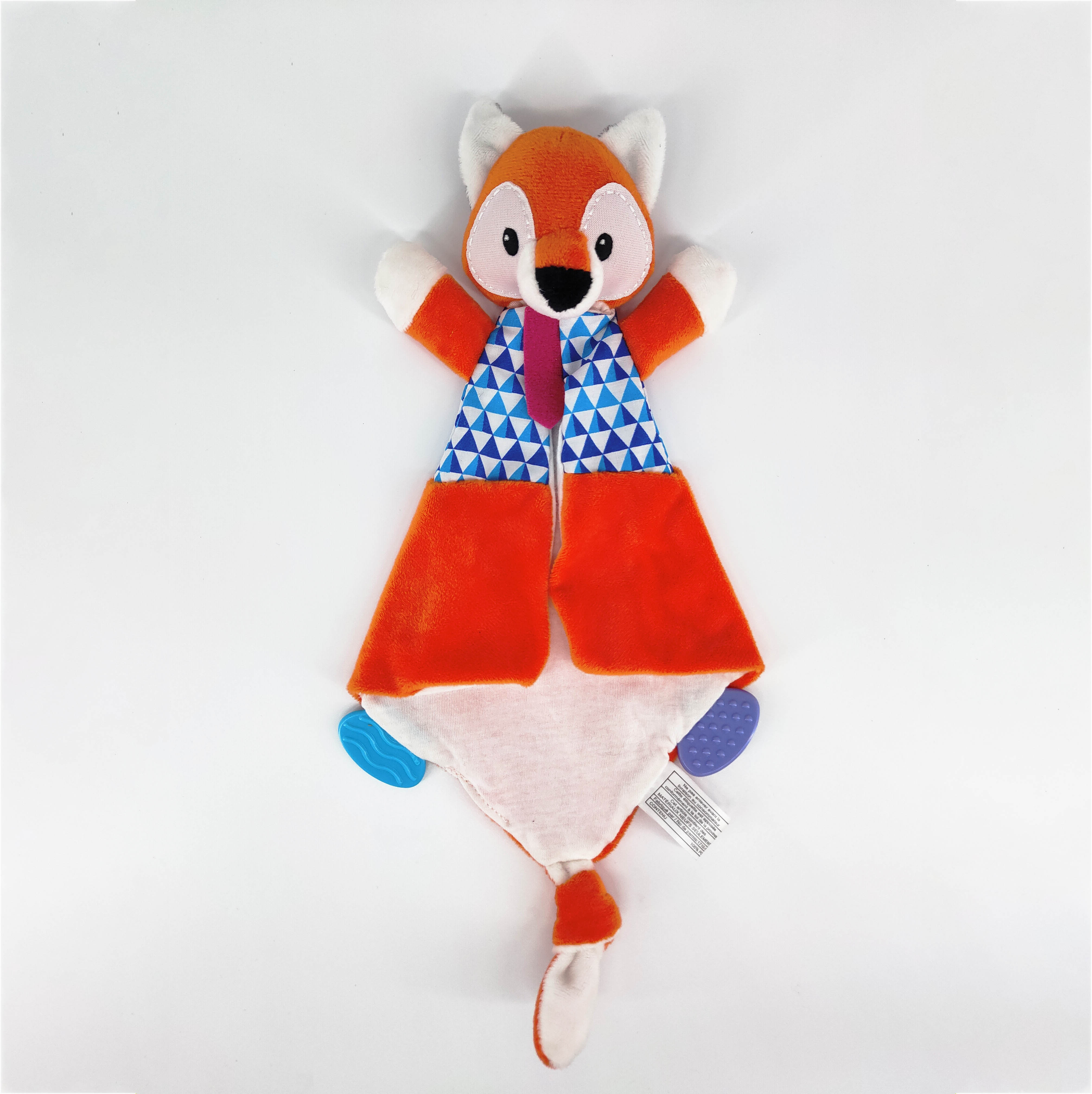 Baby blanket with teether, rattle