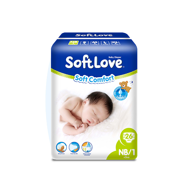 SoftLove baby diapers comfortable breathable NB size 26pcs