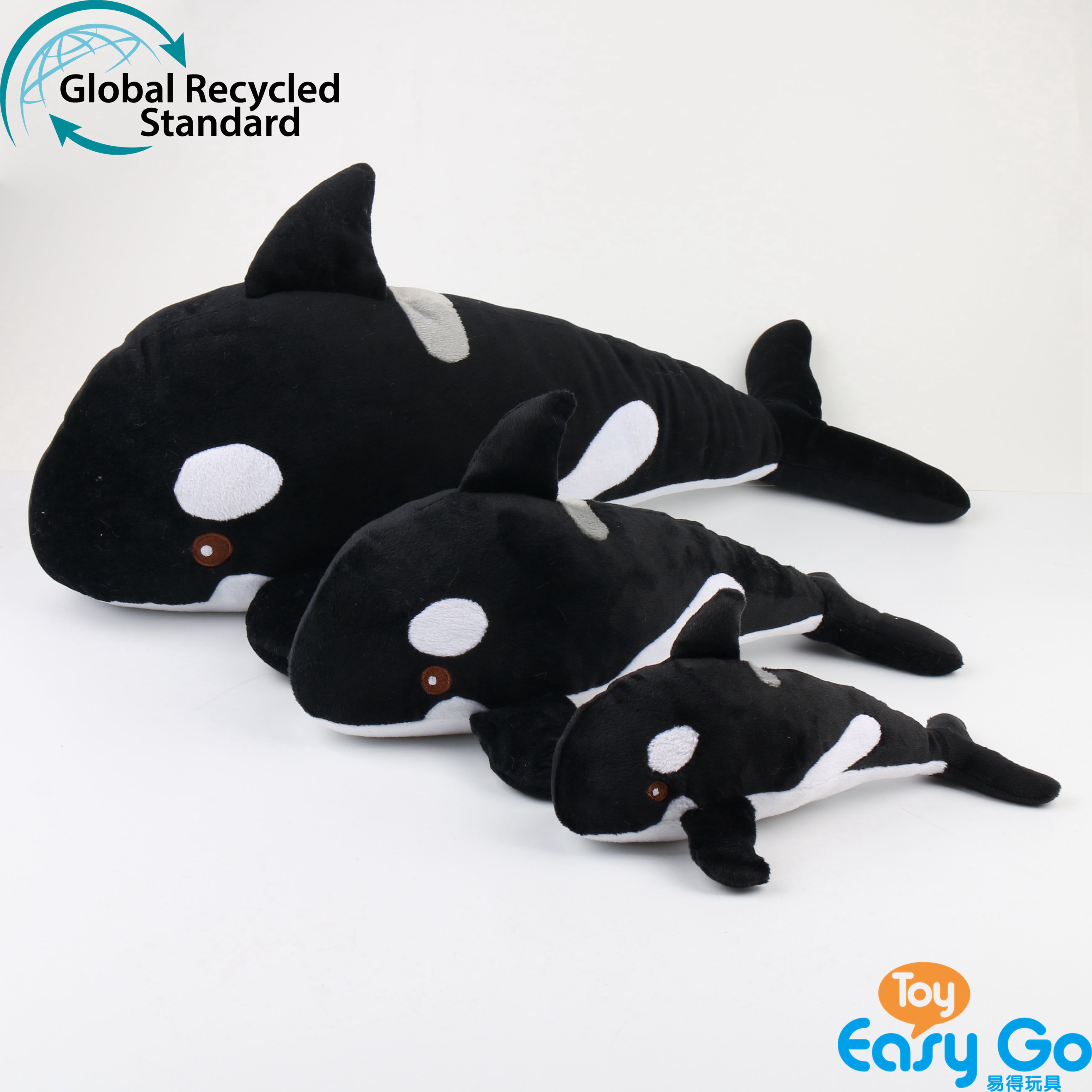 ECO-friendly 100% recycled sustainable plush soft stuffed sea animal orca killer whale toy