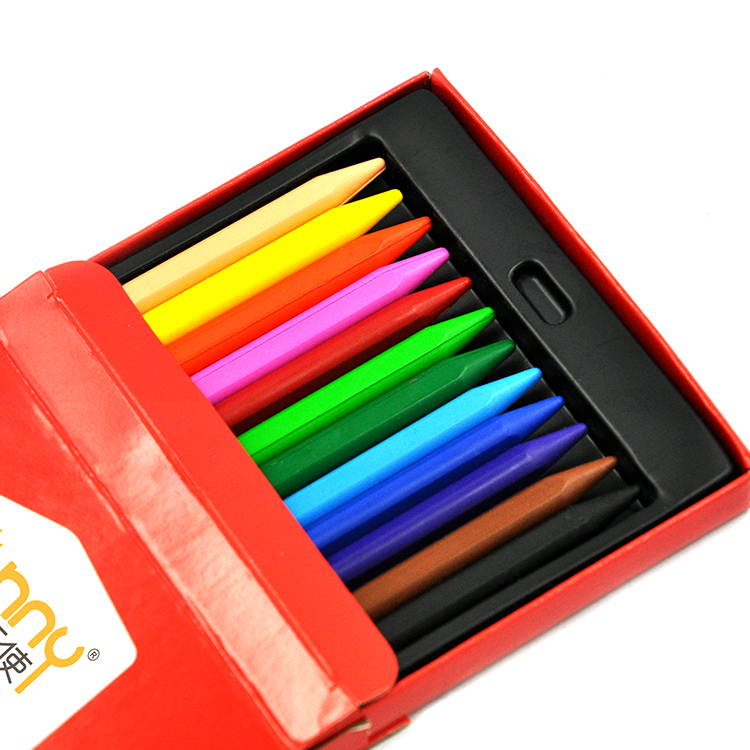 wax crayon 12 custom logo erasable OEM with free eraser and sharpener crayon