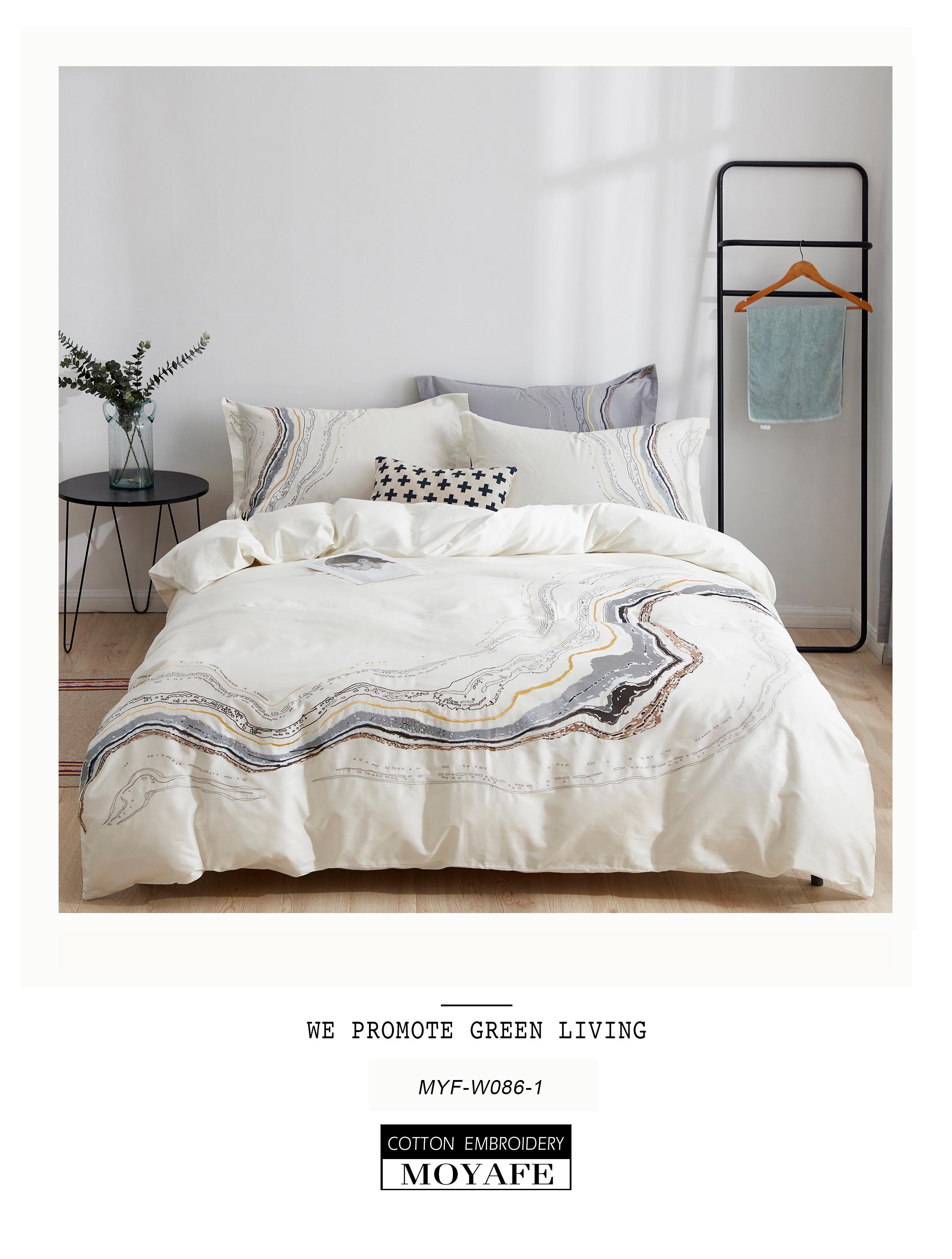 Cotton embroidery feather comforter set