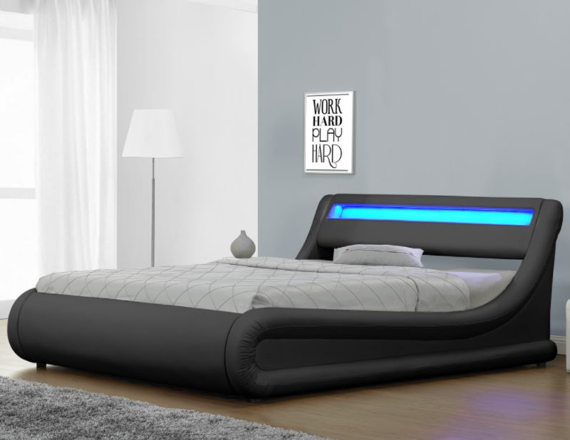 Morden soft bed furniture with LED light and Gaslift storage 1138-1G