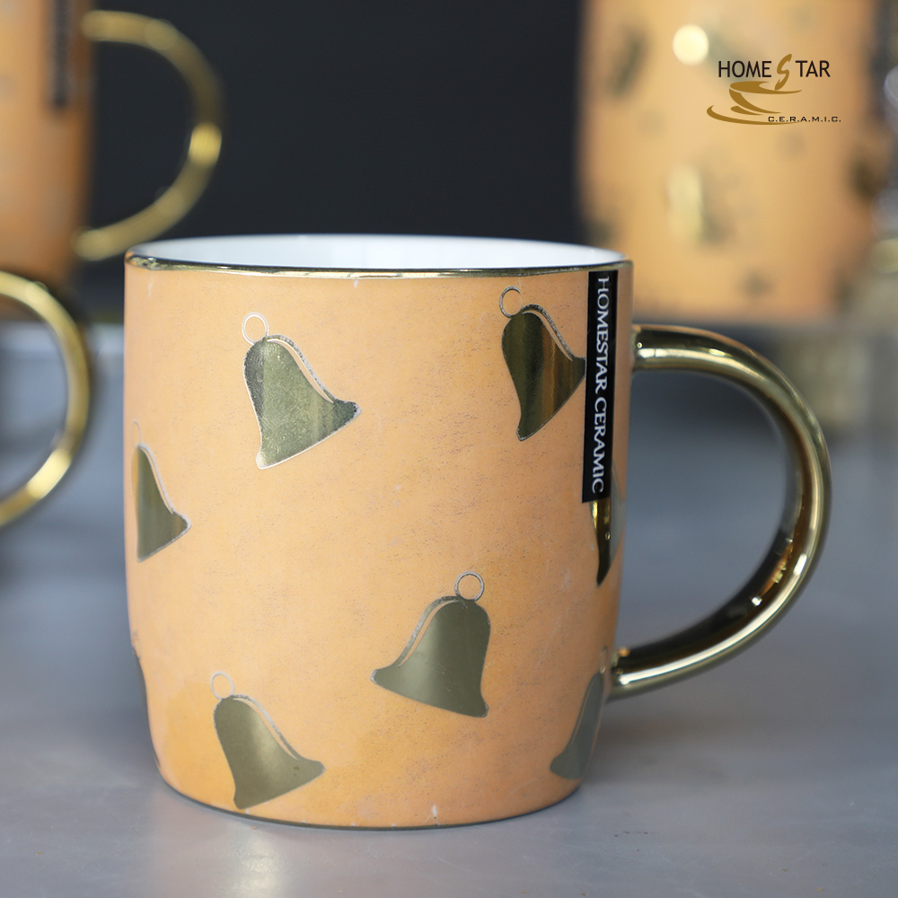 12oz barrel shape gold electroplate mug