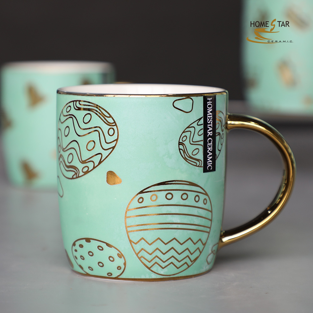 12oz barrel shape gold electroplate mug