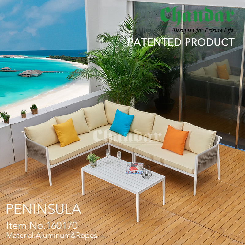 Outdoor furniture Sectional Sofa (Peninsula) Garden set for Patio and Yard with Belt