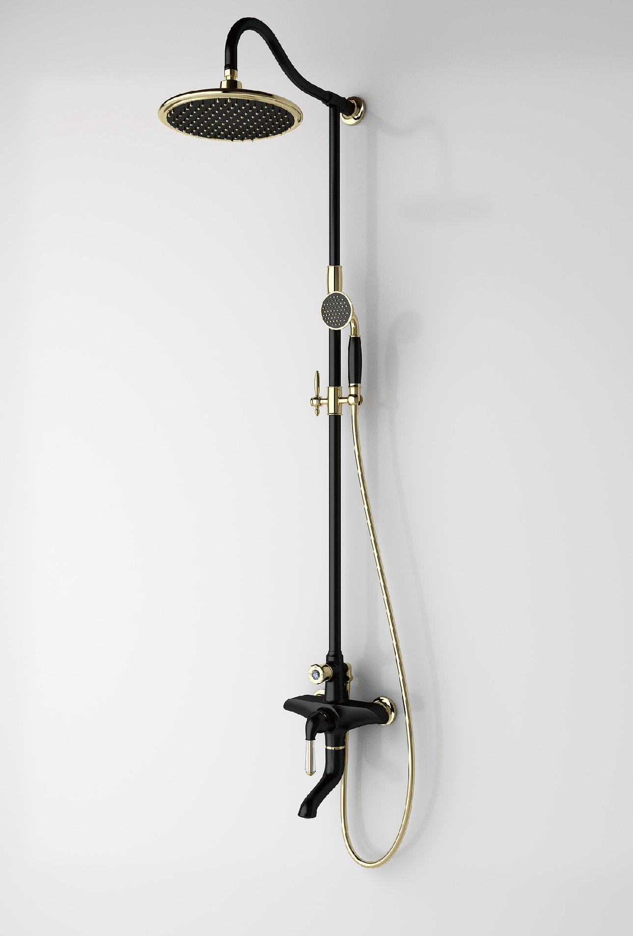 Single Lever black and gold Lifting Shower