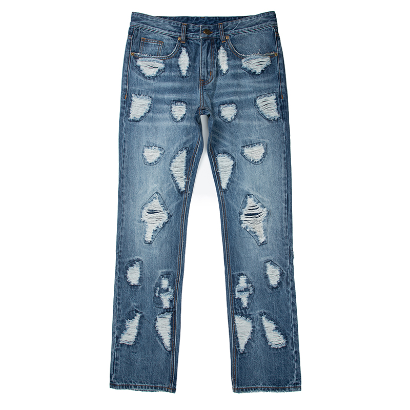 Fashion street jeans ripped patch denim jeans cool boy jeans pants accept custom W19005