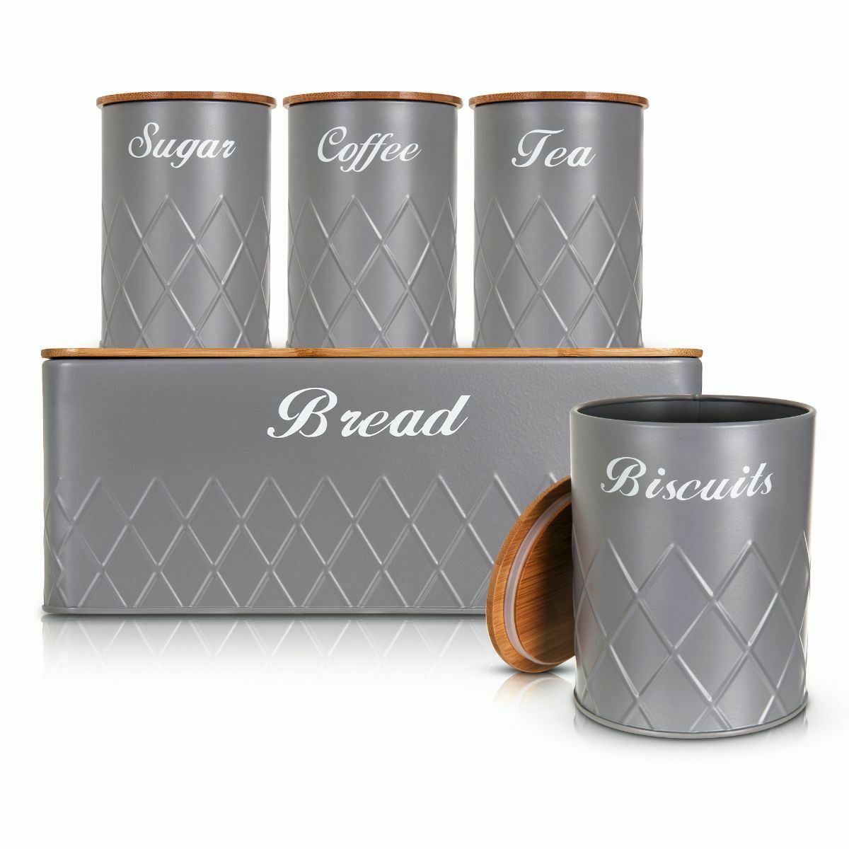 Metal Bread Bin Bread Box with Bamboo Lid