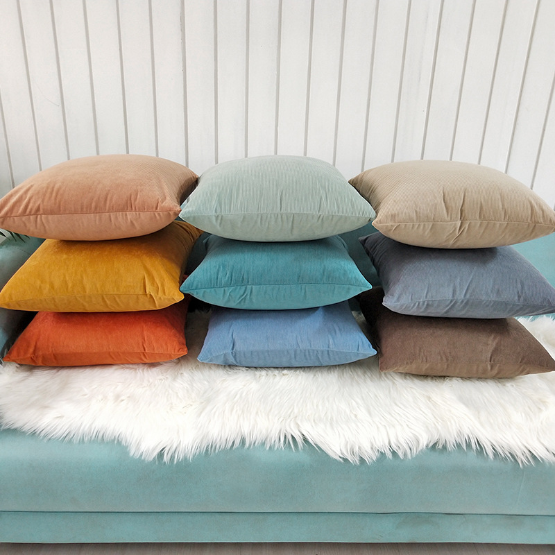 CUSHION B004 Stripe Embrace Embrace Sofa Concise Corduroy Wind Solid Color Pillow Case Cushion Cover 45X45CM