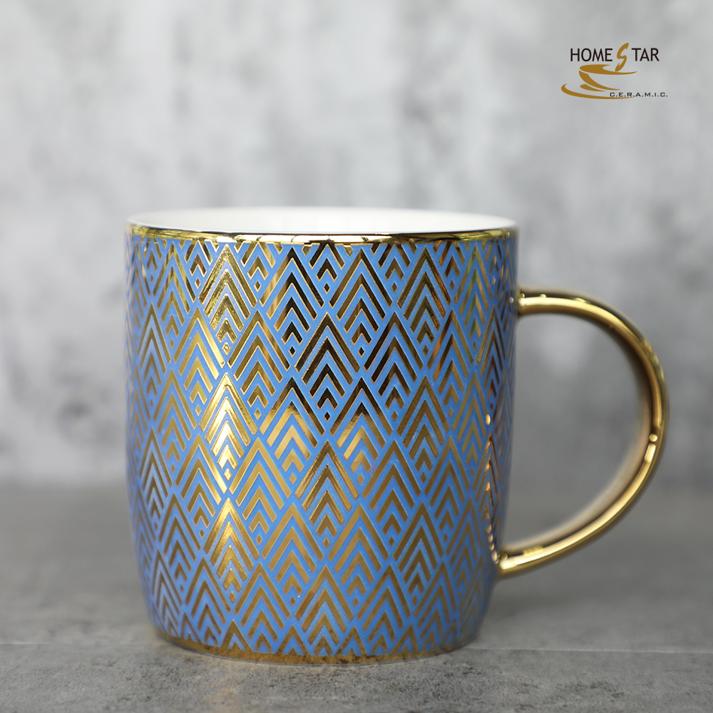 12oz barrel shape gold electroplate mug